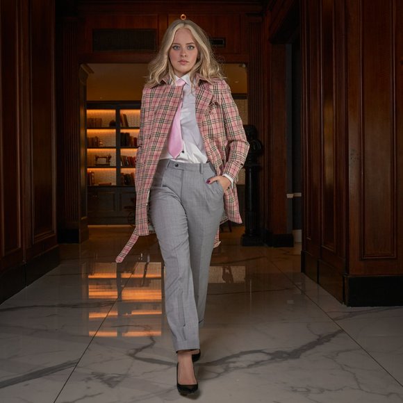 Plaid Pink Trench Coat - Picture 7 of 7